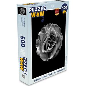 Puzzel Bloemen - Roos - Zwart - Wit - Botanisch - Legpuzzel - Puzzel 500 stukjes