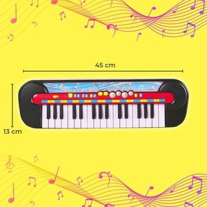 Mrs. Jones® Kinder Piano - Kinderspeelgoed - Baby Keyboard - Zwart met Rood