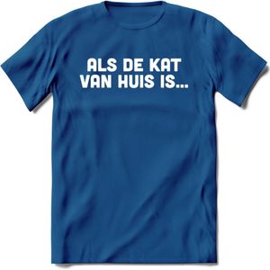 Als De Kat Van Huis Is - Katten T-Shirt Kleding Cadeau | Dames - Heren - Unisex | Kat / Dieren shirt | Grappig Verjaardag kado | Tshirt Met Print | - Donker Blauw - XL