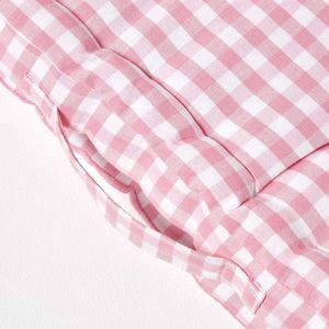 Zitkussen roze wit geruit 50 x 50 cm gingham ruit met handgreep hoes 100% katoen met polyester vulling zitverhoger