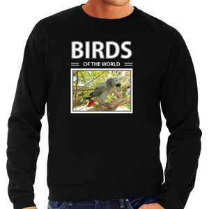 Dieren foto sweater Grijze roodstaart papegaai - zwart - heren - birds of the world - cadeau trui Papegaaien liefhebber M