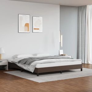 The Living Store Bedframe - Kunstleren Bruin - 180 x 200 cm - Stabiele Poten - Multiplex Lattenbodem