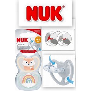 NUK | Space fopspeen | 0-6 maanden | vos en regenboog | 2 stuks | 0-6 maanden