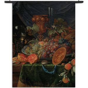 Velours Wandkleed Abraham Mignon Stilleven met vruchten en oesters 1660-1679 Rechthoek Verticaal XL (210 X 150 CM) - Wandkleden - Met roedes