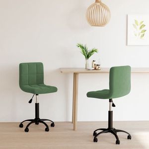 The Living Store Draaibare eetkamerstoelen - fluweel - donkergroen - 40 x 47 x (76-87.5) cm (B x D x H) - 360 graden draaibaar