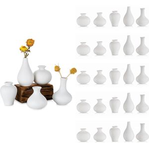 Kleine witte keramische vazen - Bulk bloemenvaas van 30 mini handgemaakte keramische vazen voor bloemen Pampasgras Moderne bloemenvaasdecoratie voor woonkamer keuken kantoor keuken en tafel