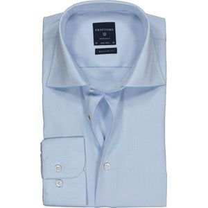 Profuomo regular fit overhemd - fine twill - lichtblauw - Strijkvrij - Boordmaat: 39