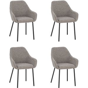 Furnihaus - Lucy - Eetkamerstoelen set van 4 - Met armleuning - Taupe - Stof