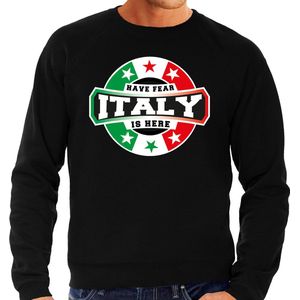 Have fear Italy is here sweater met sterren Italiaanse vlag - zwart - heren - Italie supporter / Italiaans elftal fan trui / EK / WK / kleding L