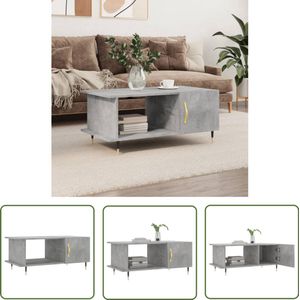 vidaXL Salontafel - 90x50x40 cm - Bewerkt hout - Betongrijs Salontafel - Bijzettafel - Houten Salontafel - Beton Grijze Salontafel - Salontafel Met Lade