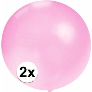 2x stuks grote ballonnen van 60 cm baby roze