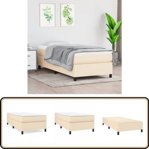 vidaXL Bedframe 100x200 cm - crèmekleurig Stof Boxspring Frame - Tweepersoons Bed - Creme Kleurig Bed - Bed Frame - Houten Bed Frame