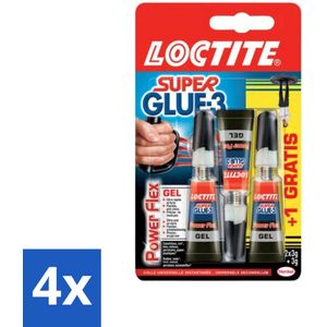 Loctite - Secondelijm - Power Flex - 3 Lijmtubes - Voordeelverpakking - 4 stuks