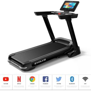 Evolve Fitness HT350TFT - Loopband - Professioneel fitnessapparaat met luxe TFT scherm - WiFi Entertainment Console - Inklapbaar - Elektrische Incline - 14 programma's - BlueTooth HiFi Speakers - MP3 ingang - Hydraulische uitklap - Max. 4.5pk motor