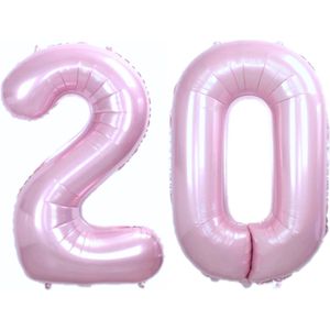 Folie Ballon Cijfer 20 Jaar Roze 70Cm Verjaardag Folieballon Met Rietje