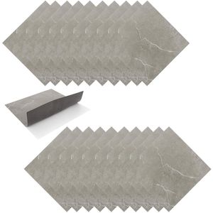 Allecto Plus - PVC Vloertegels Zelfklevend 30 x 30 cm Grijs Marmer Antislip - Pak van 20 Stuks - Badkamer Woonkamer Keuken Slaapkamer - Snijdbare Tegels - Zelfklevende Vloertegels.