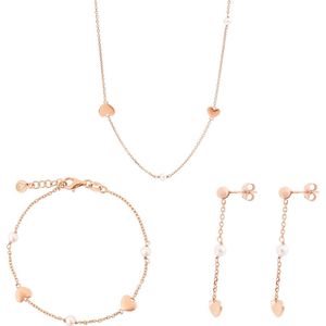 Orphelia SET-7378 - Juwelenset: Ketting + Armband + Oorbellen - Zilver 925 Rosé - Parel