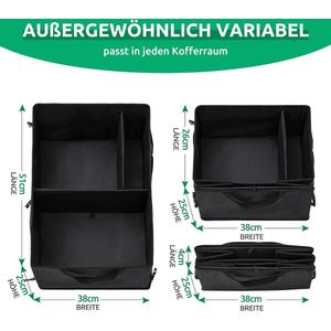 Kofferbak-organizer met deksel (afneembaar), opvouwbare opbergbox, kofferbaktas, opvouwbare opbergbox, autotas, zwart