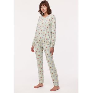 Woody Studio pyjama meisjes/dames - muntgroen - smiley all-over print - 232-12-YPB-Z/955 - maat S