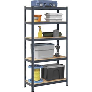 vidaXL - Opbergrek - 5-laags - staal - & - bewerkt - hout - antracietkleurig
