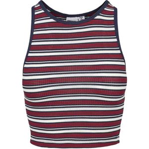 Urban Classics Crop top -XL- Rib Stripe Wit/Rood