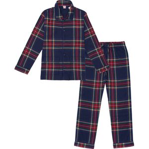 La-V Flanel pyjama set voor jongen met geruit patroon Donkerblauw/Rood : 152-158