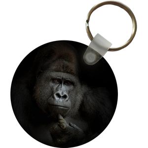 Sleutelhanger - Gorilla - Aap - Dieren - Zwart wit - Plastic - Rond - Uitdeelcadeautjes