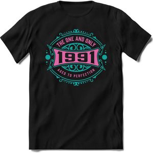 1991 The One And Only | Feest Kado T-Shirt Heren - Dames | Cobalt - Licht Roze | Perfect Verjaardag Cadeau Shirt | Grappige Spreuken - Zinnen - Teksten | Maat M