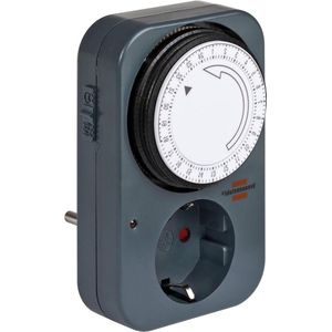 Tijdschakelaar mechanisch stopcontact (dagtimer met hogere contactbescherming)- grijs