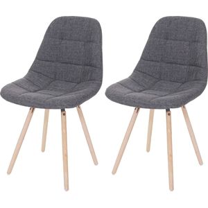 Set van 2 eetkamerstoelen MCW-A60 II, keukenstoel, retro jaren 50 design ~ stof/textiel grijs