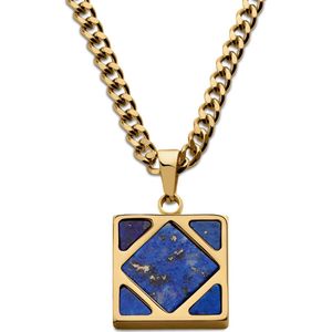 Cruz | Goudkleurige Ketting met Vierkant van Lapis Lazuli