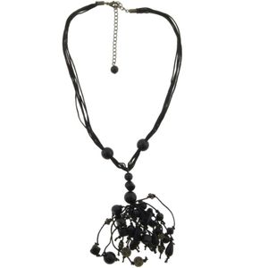 Behave Ketting - dames - ketting met hanger - zwart - kralen - 40 cm