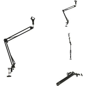 vidaXL Microfoonstandaard - Staal - Verstelbaar - Tafelmontage - 35 cm arm - 2.6 cm klem - Zwart - Microfoonstandaard