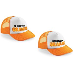 4x stuks oranje snapback cap/ truckers pet Ik juich voor oranje dames en heren - Koningsdag/ EK/ WK caps