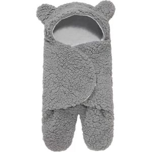 Babydeken - Babyslaapzak - Capuchon - Beer - Slaapzak - Unisex - Jongens - Meisjes - Zacht – Baby - Inbakeren – Deken – 0 tot 6 maanden – Grijs