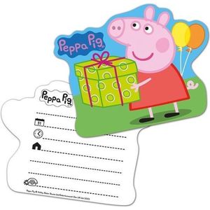 12x stuks Peppa Pig themafeest kinderfeest uitnodigingen - Thema feest uitnodigingen