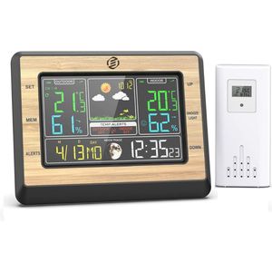 Equivera Weerstation Binnen en Buiten - Weerstation - Draadloos - Thermometer, Barometer, Hygrometer - Buitensensor - Temperatuur - Weersvoorspelling