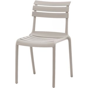 DS4U® Liam Tuinstoel Beige – Stapelbare Kunststof Terrasstoel Zonder Armleuningen – Compacte Buitenstoel voor Tuin, Terras & Balkon – Weerbestendig & Onderhoudsvriendelijk