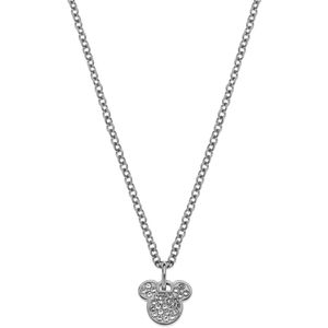 Disney 4-DIS037 Mickey Mouse Ketting - Mickey Collier - Disney Sieraden - 35+5cm Lengte - Ankerschakel 2mm - Hanger 9x9mm - Staal - Hypoallergeen - Kristal - Wit - Goudkleurig