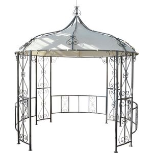 Cosmo Casa Pergola Almeria - Round pavilion garden pavilion - Sturdy steel frame Ø 3m - Cream