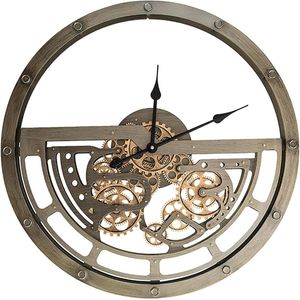 Vintage Wandklok met 3D Tandwielen - Grote Wandklok 65 cm voor Binnen en Buiten