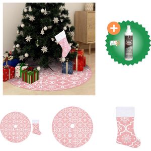 vidaXL Kerstboomrok luxe met sok 150 cm stof roze Kerstboomrok Inclusief Reiniger