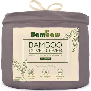 Bamboe Dekbedovertrek | 135 x 200 cm| Ultrazacht | Donkergrijs | Eco Dekbedhoes | Luxe Bamboe Beddengoed | Hypoallergeen Dekbedovertrek | Puur Bamboe viscose rayon Dekbedhoes | Ultra-ademende Stof | Bambaw