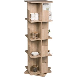 Boekenkast - Boekenrek - Boekenkasten - Boekenkast kind - Opbergrek - 360 Graden Draaibaar - 39X39X128Cm - Natuur hout