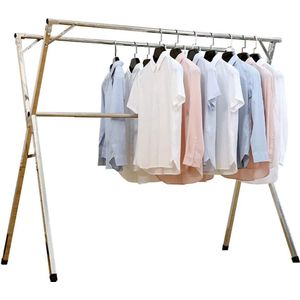 Inklapbaar kledingrek garderobestandaard roestvrij staal wasrek kledingstangen uittrekbaar 110-150 cm (uittrekbaar)