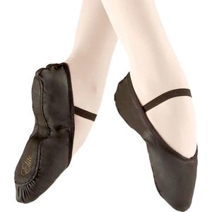 Balletschoenen “Elite“ | ZWART | Professionele leren balletschoen | Met hele suède zool | Ballet schoen met doorlopende zool | Maat 28