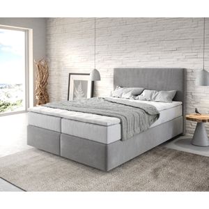 Boxspringbed Dream-Well Microvezel Grijs 140x200 cm met TFK Matras en Visco Topper