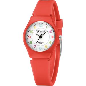 Hidzo Kinderhorloge - Analoog - Ø 25 mm - Rood - Siliconen