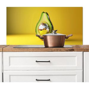 Spatscherm keuken 100x50 cm - Kookplaat achterwand Avocado - Discobal - Geel - Glitter - Muurbeschermer - Spatwand fornuis - Hoogwaardig aluminium