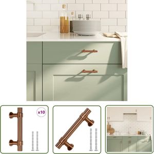 The Living Store Handvatten 10 st 64 mm roestvrij staal bronskleurig - Handvatten - Kastgrepen - Vintage Design - Roestvrij Staal - Brons
